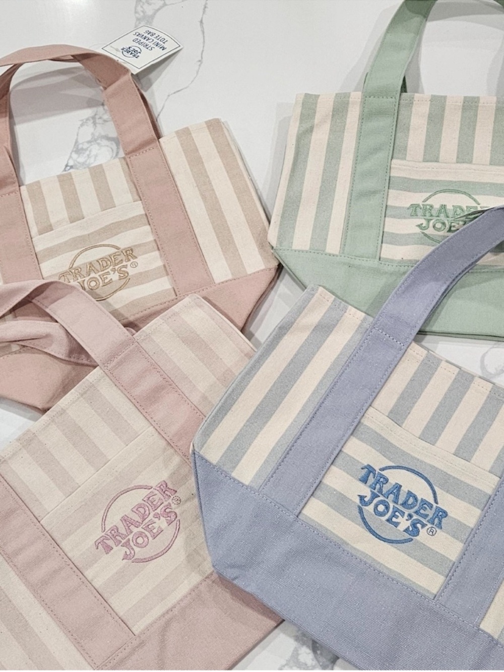 Trader Joe's Limited Edition Seafoam Green Mini Stripe Tote—Summer ‘26 Collector - Picture 8 of 8